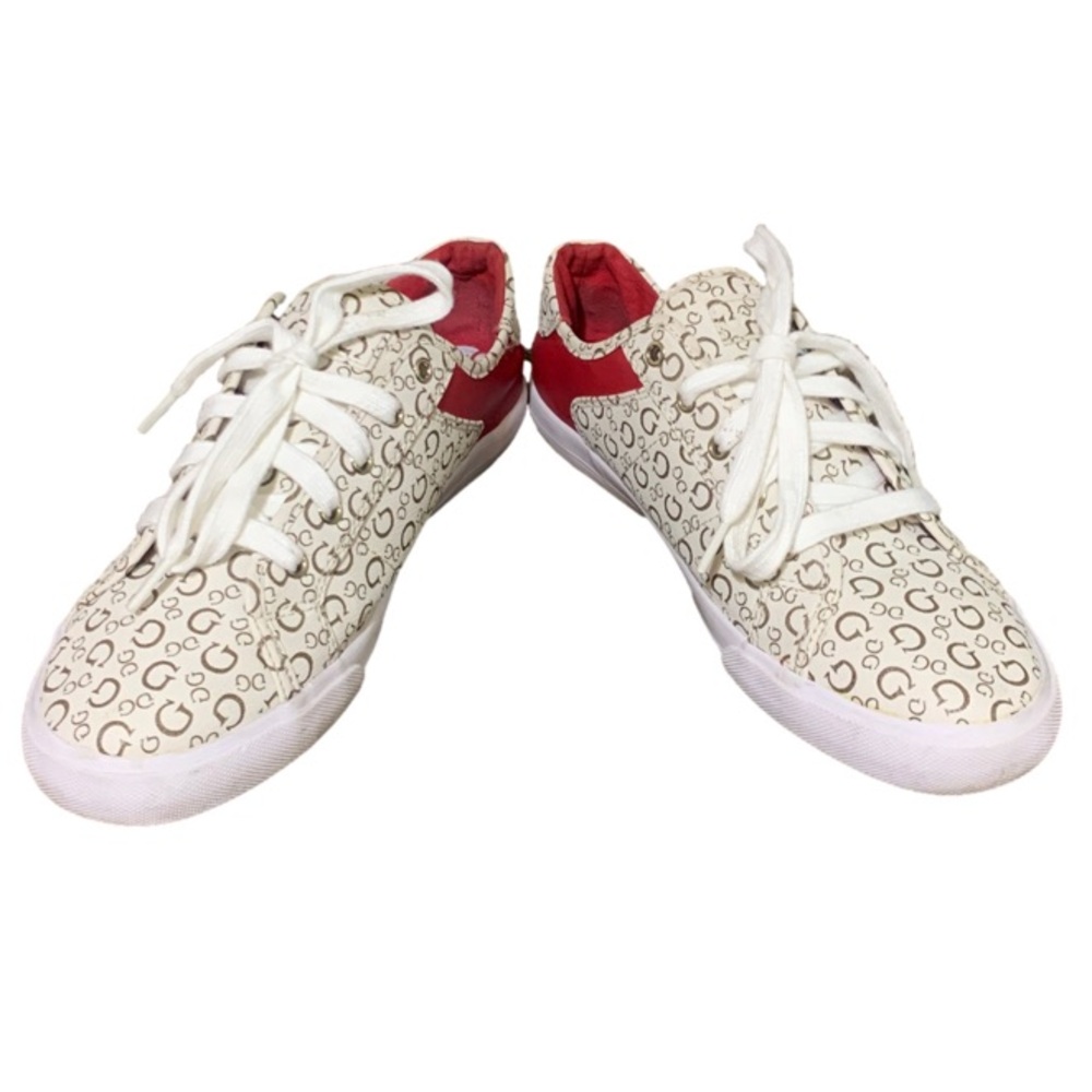 Guess Ivory Comly Signature Logo Leather Low Top Lace Up Shoes